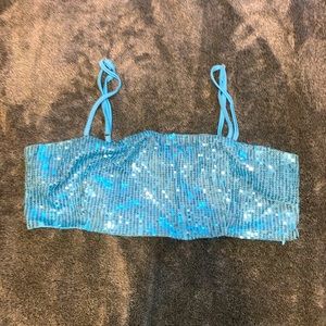 ASOS BLUE SEQUINS CROP TOP